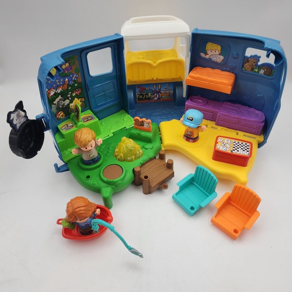 Fisher Price Little People Camper Camping Van RV Set w Songs & Sounds 7 PC WORKS - Picture 9 of 16